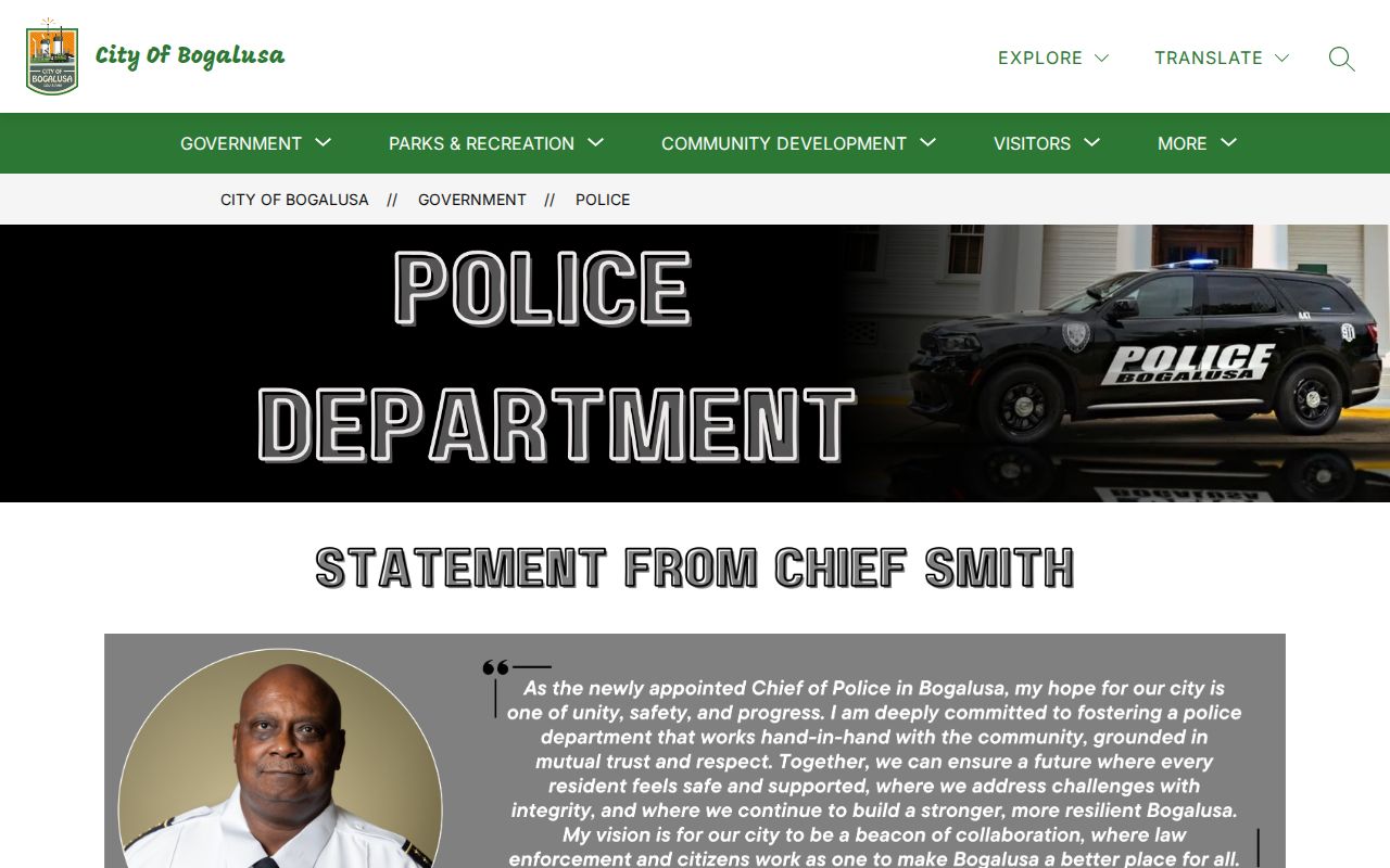 Bogalusa Police Department arrest records contact page
