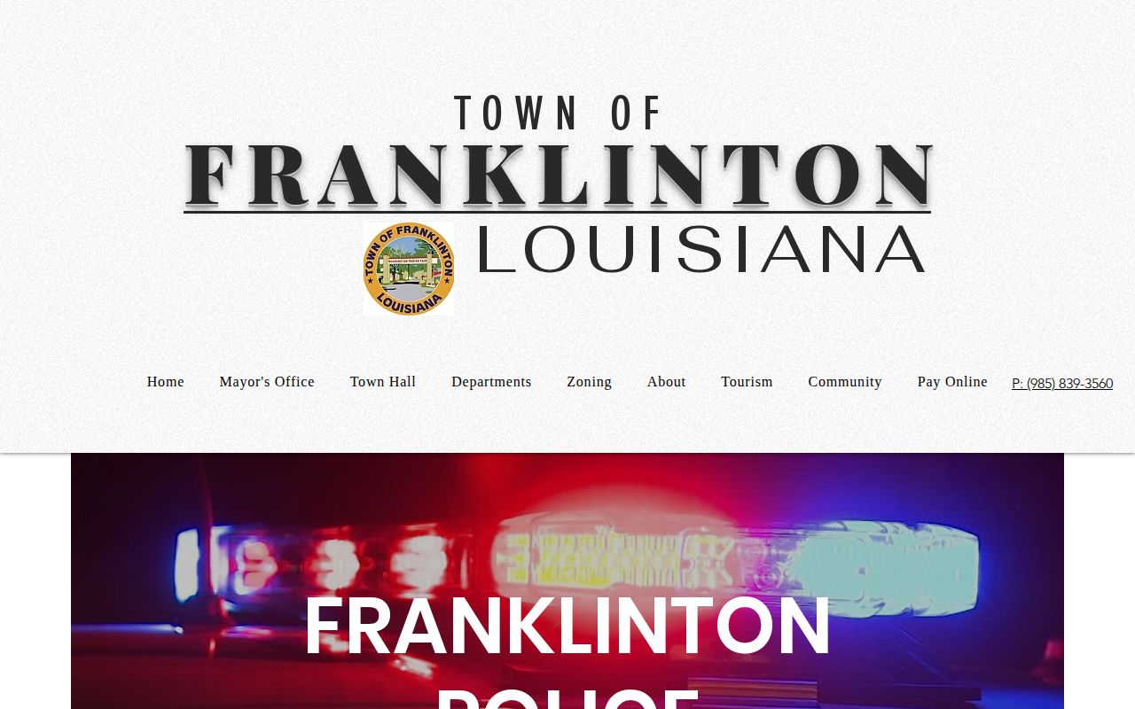 Franklinton Police Department arrest record contact page